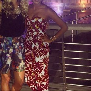 H&M Conscious Palm Strapless Jumpsuit